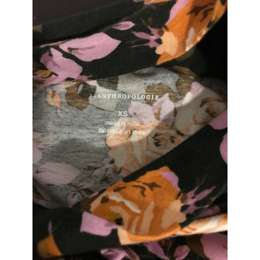 NWT Anthro Floral Turtleneck Top XS Puff Sleeve Brown Boho - Picture 8 of 12